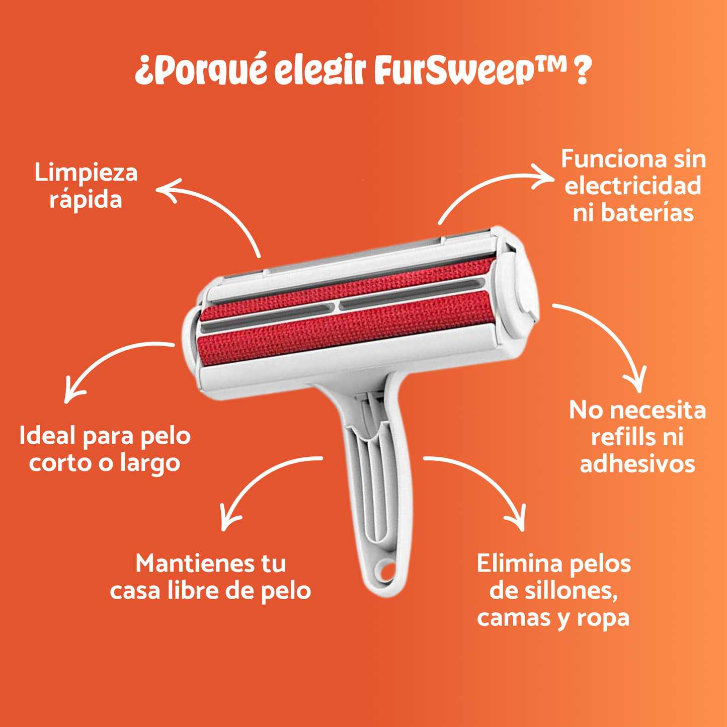 FurSweep™ | Rodillo Reutilizable para Eliminar Pelo de Mascotas
