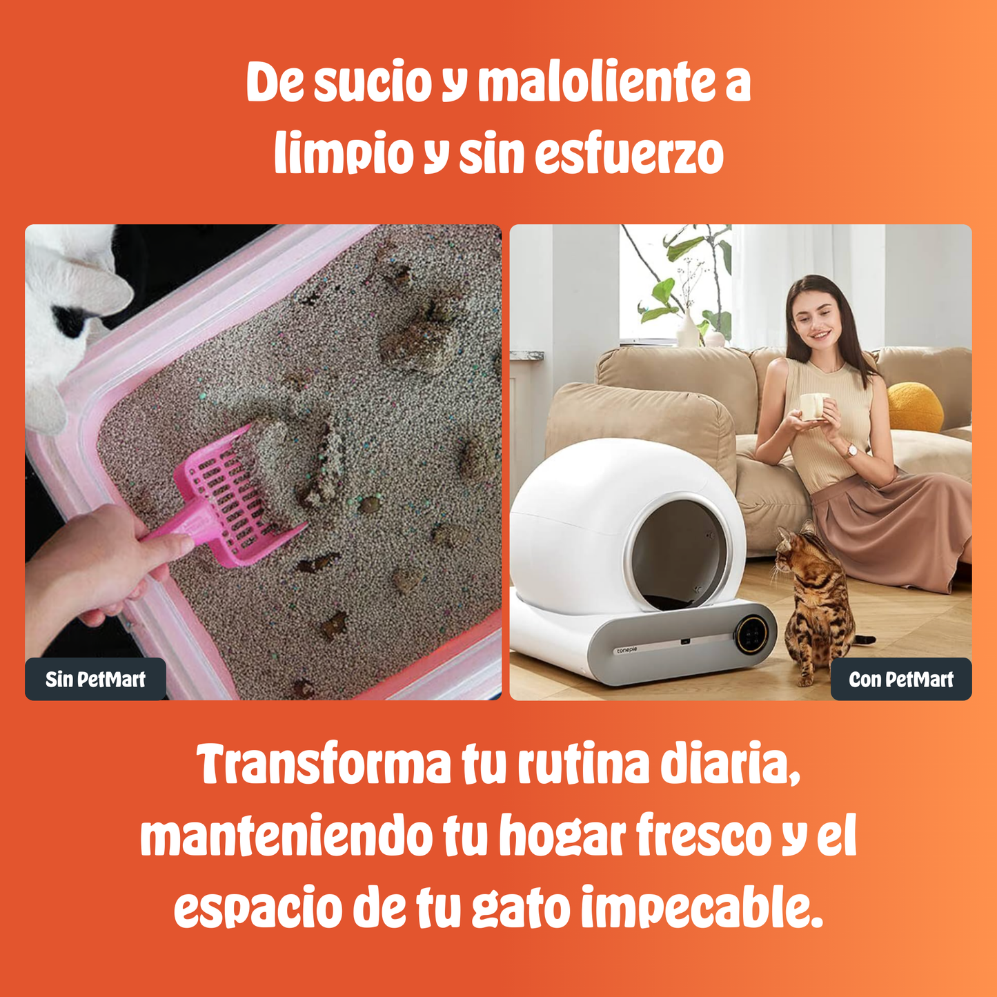 PurrClean™ | Caja de Arena Autolimpiante Para un Hogar sin Olores