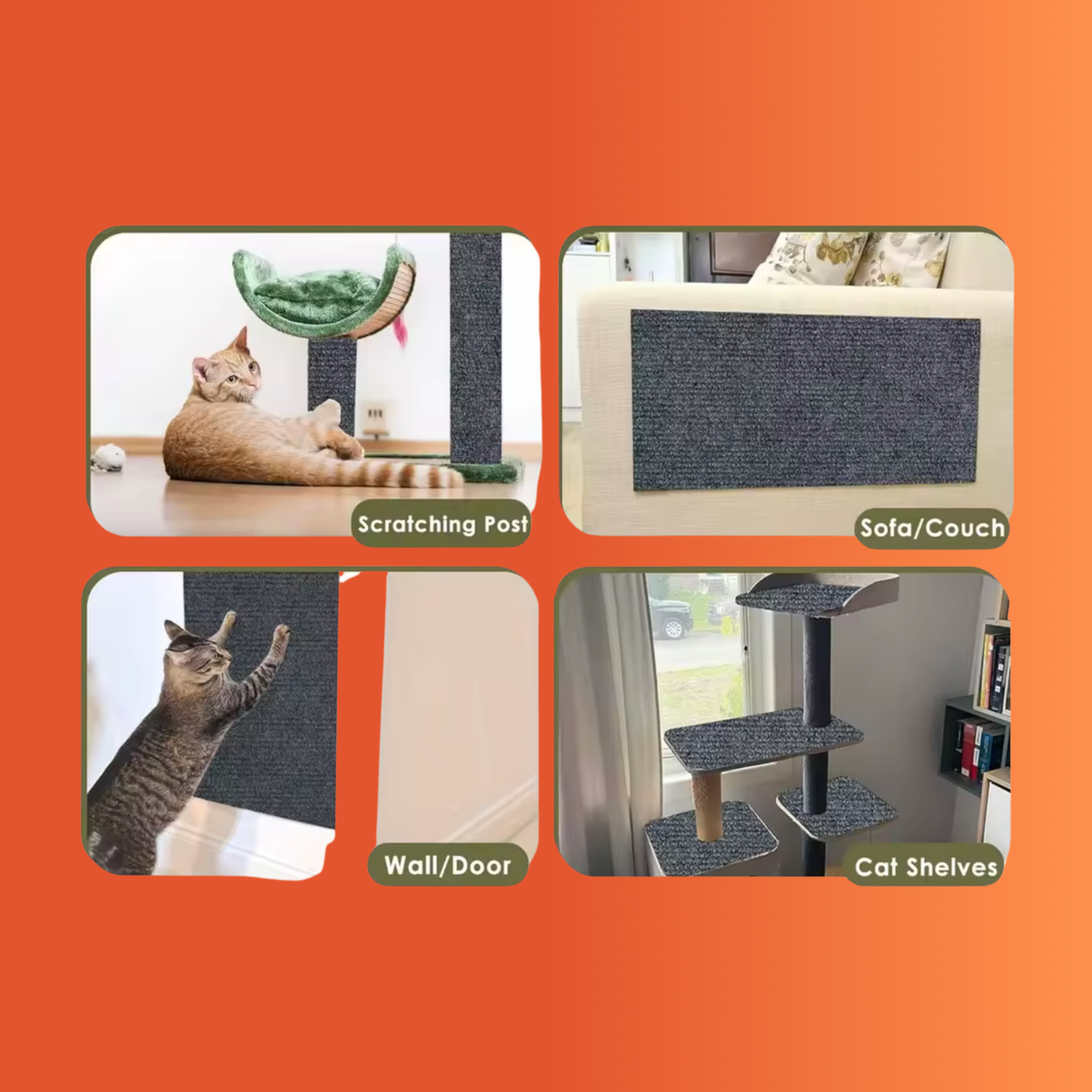 ScratchFlex™ | Alfombra Rascadora Adhesiva para Gatos